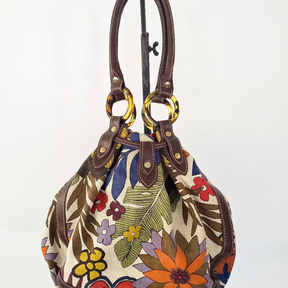 Relic Drawstring Bucket Bag Tortoise Shell Hardwa… - image 4